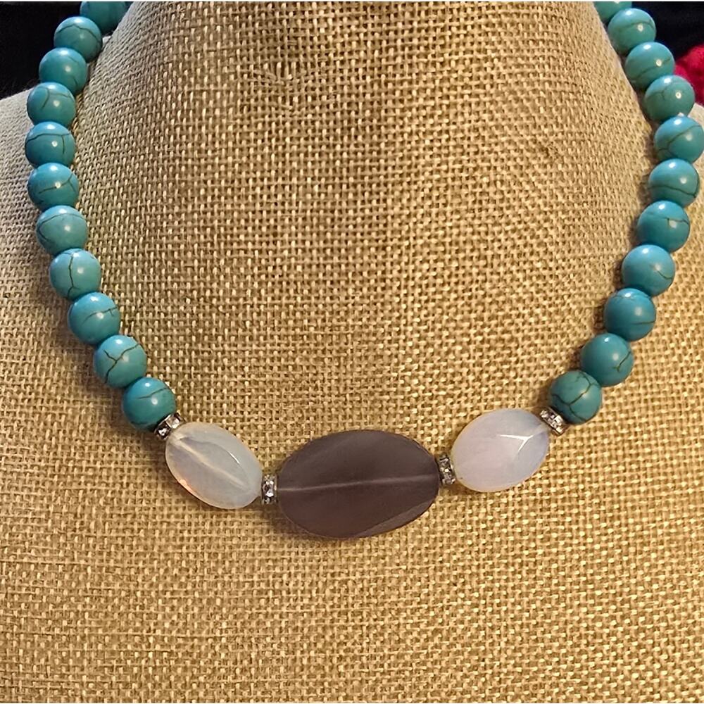 Lia Sophia Kiam RHYTHMIC Necklace $158 Turquoise, Agate, Crystals, & Glass Bead - Picture 11 of 11